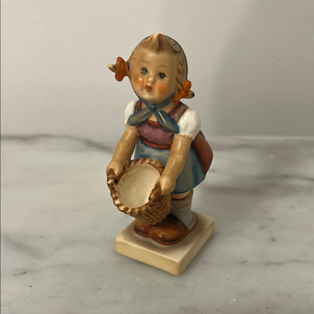 Little Helper Hummel Charming Ceramic Girl Figurine with Basket
